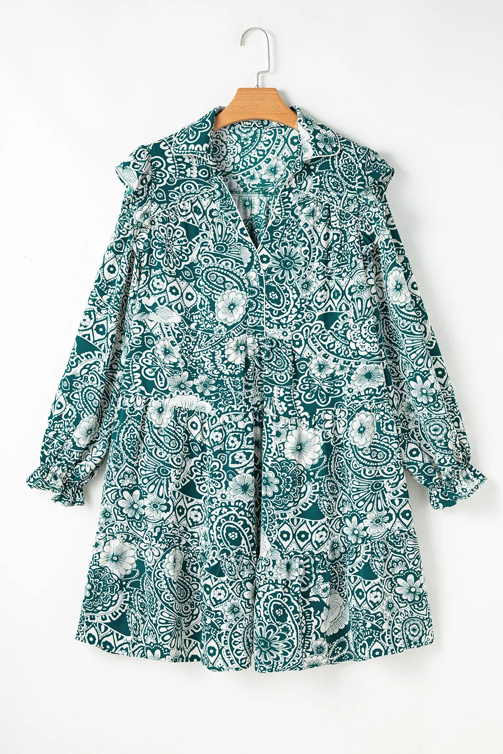 Plus Size Ruffled Printed Flounce Sleeve Dress, image 4