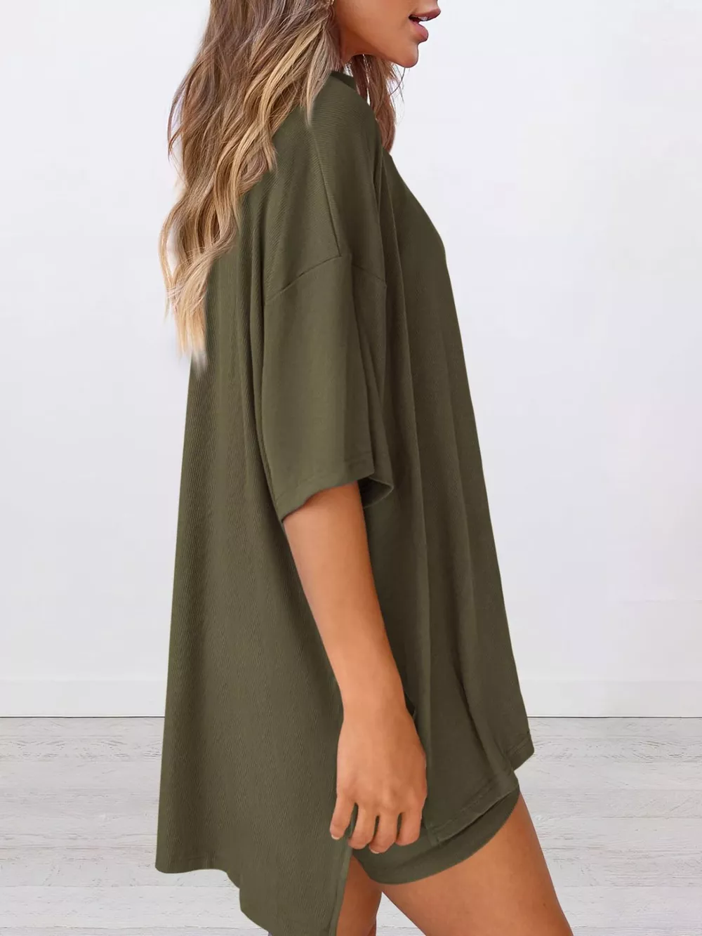 Full Size Half Sleeve T-Shirt and Shorts Set Plus Size, image 26