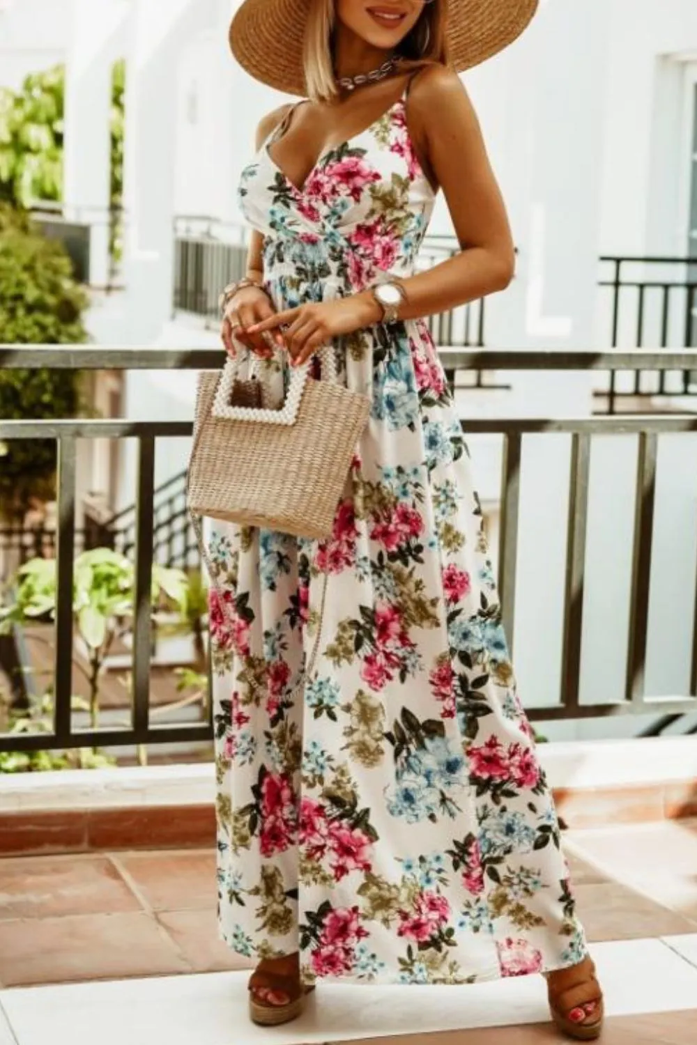 Printed Spaghetti Strap Maxi Dress, image 18
