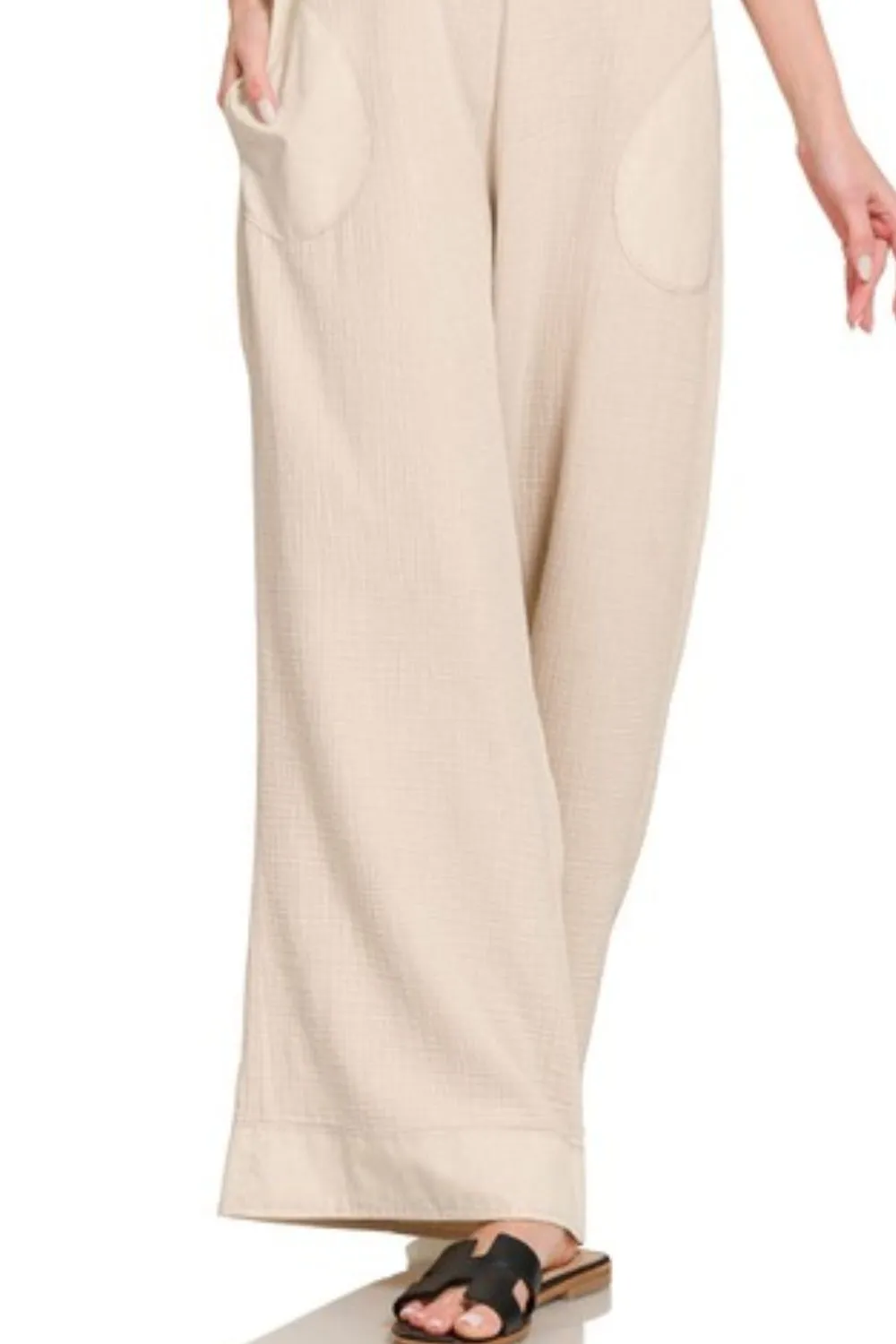 Double Gauze Washed Wide Leg Overalls, image 3