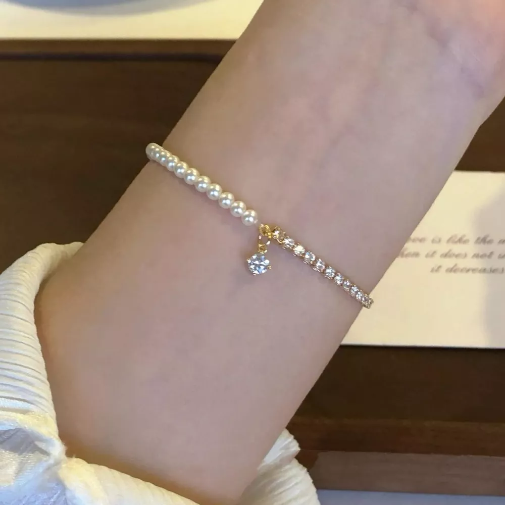 Pearl & Zircon Accent Bracelet, image 2