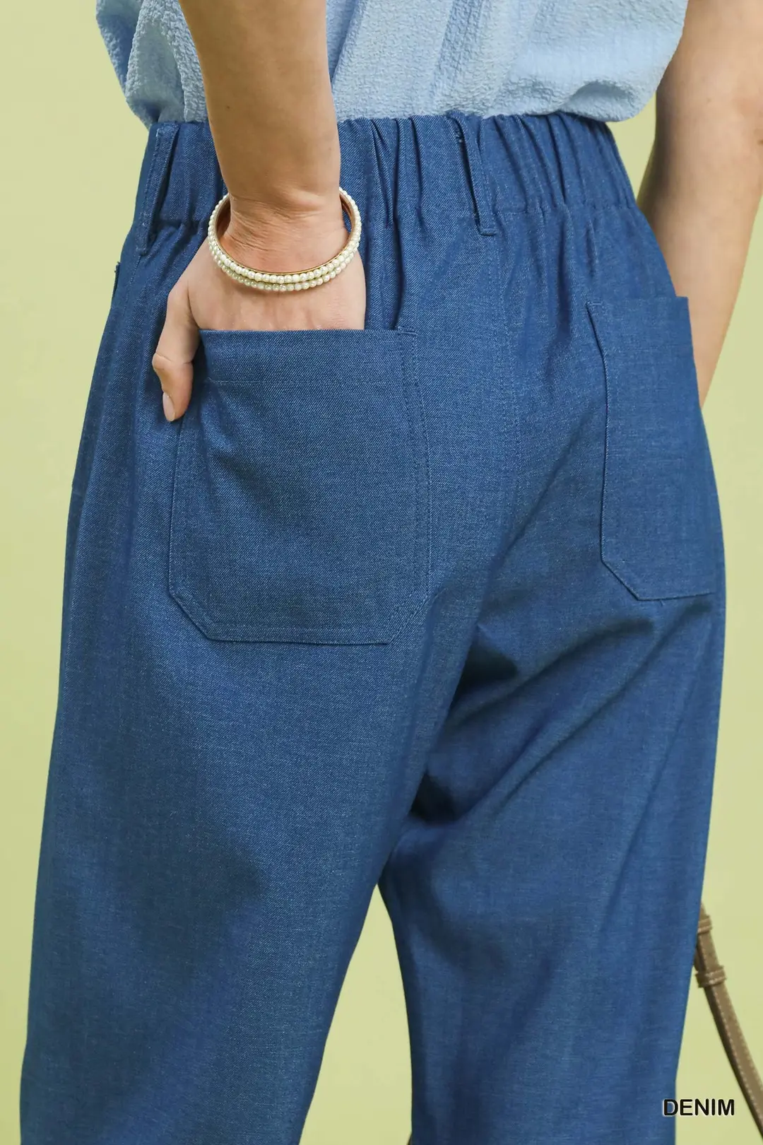 Denim Wide Leg Crop Pants with Front Pockets, image 4