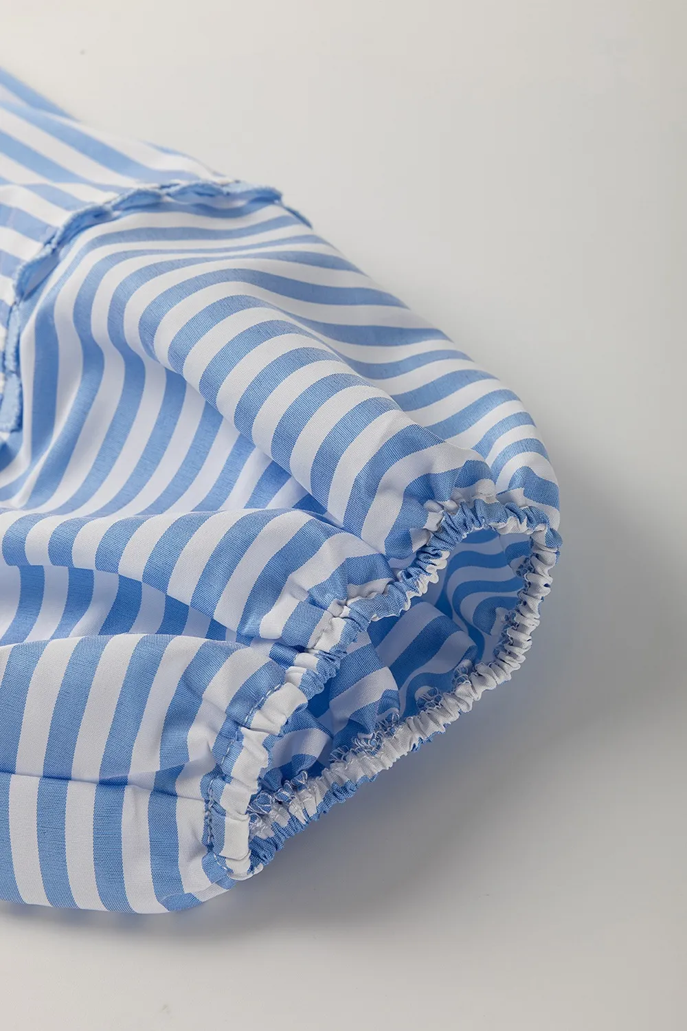 Striped Notched 3/4 Sleeve Blouse, image 9