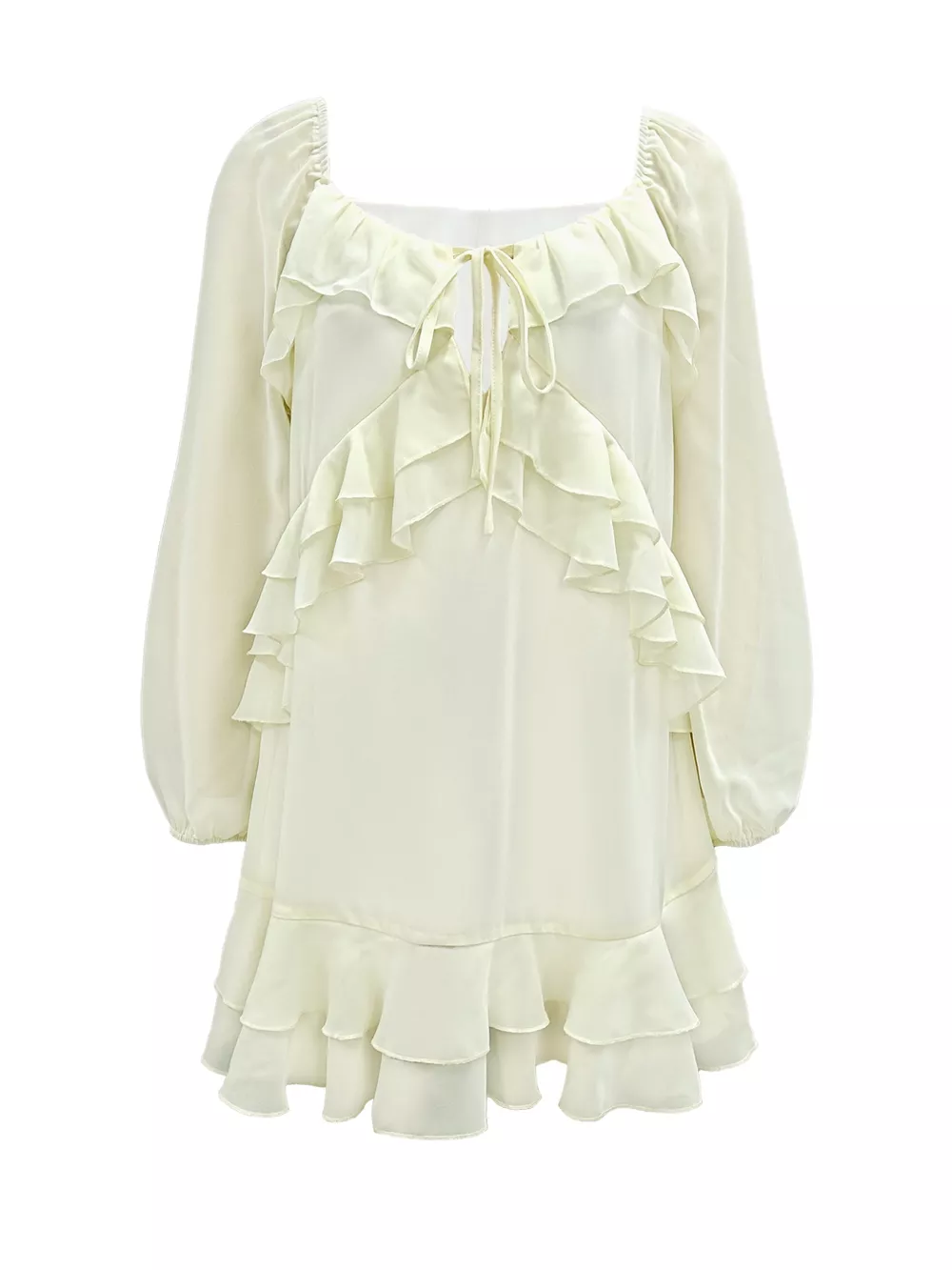 Ruffle Trimmed Long Sleeve Mini Dress, image 7