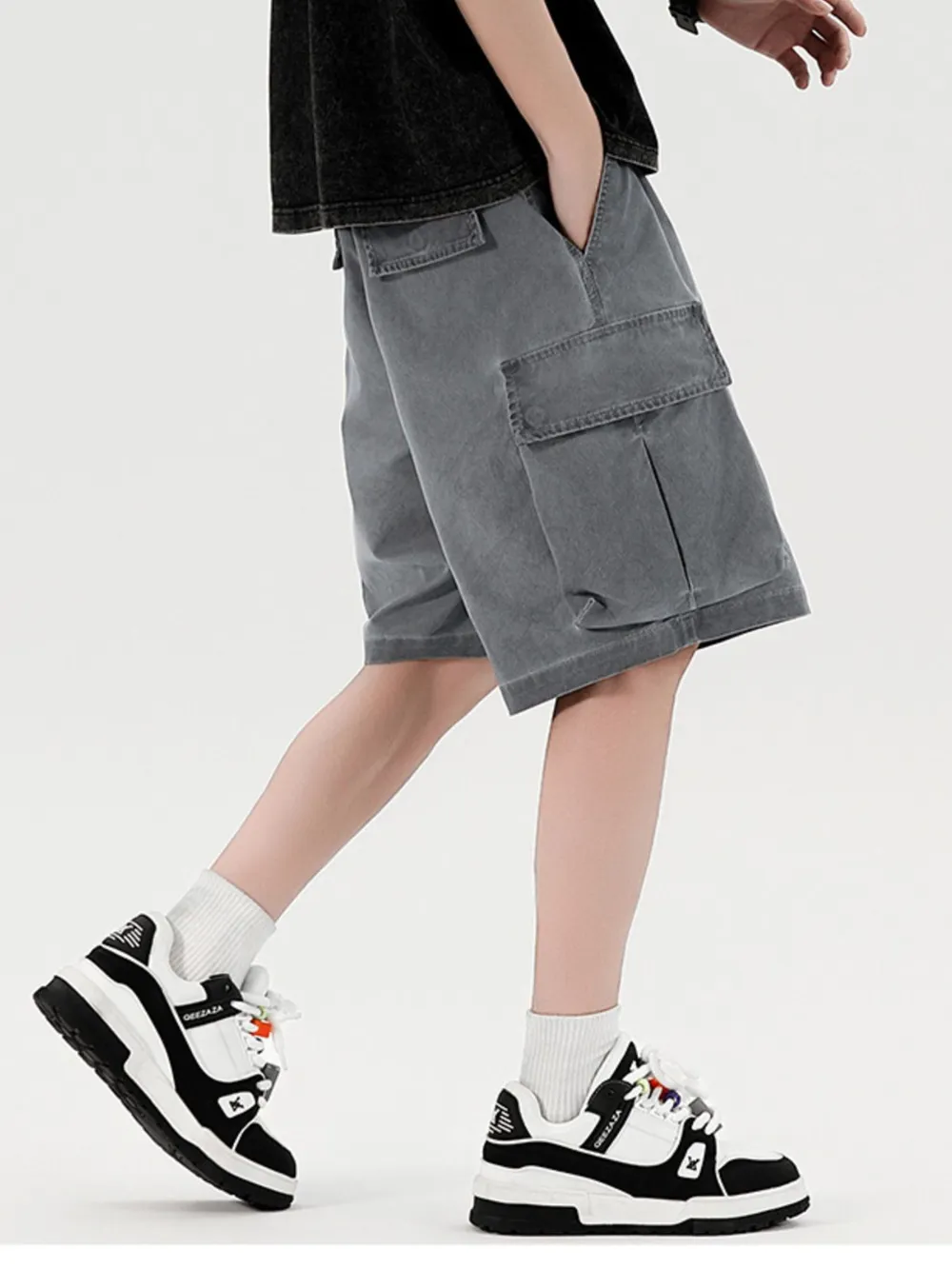 Men's Elastic Waistband Cargo Shorts, image 3