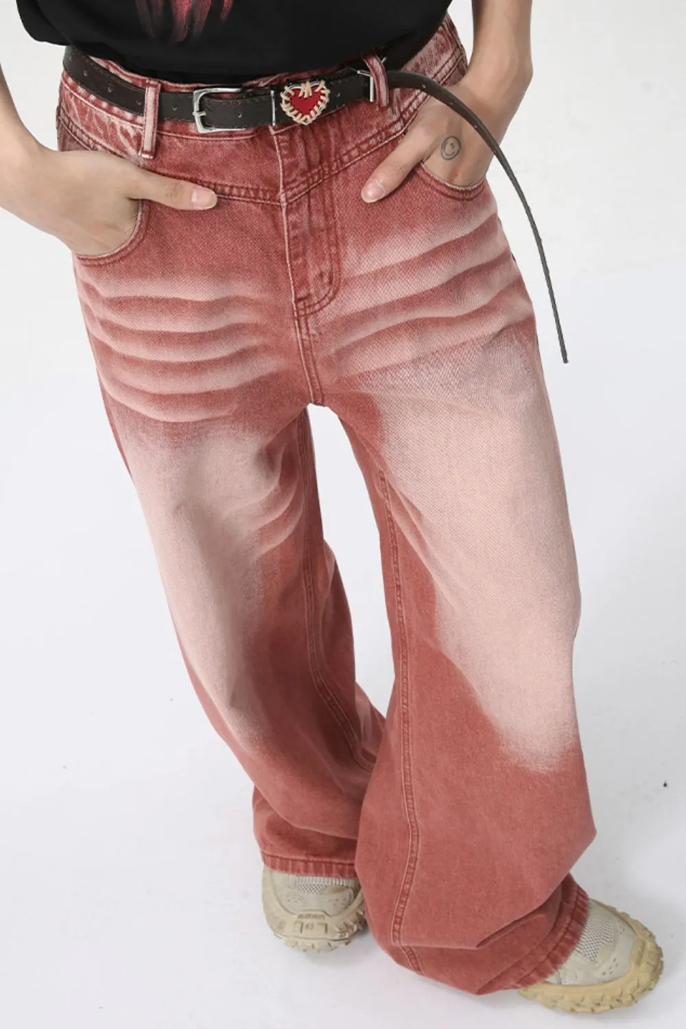 Men's Washed Wide Leg Jeans, image 2