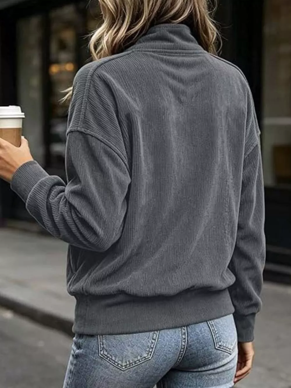 Full Size Quarter Snap Kangaroo Pocket Sweatshirt Plus Size, image 14
