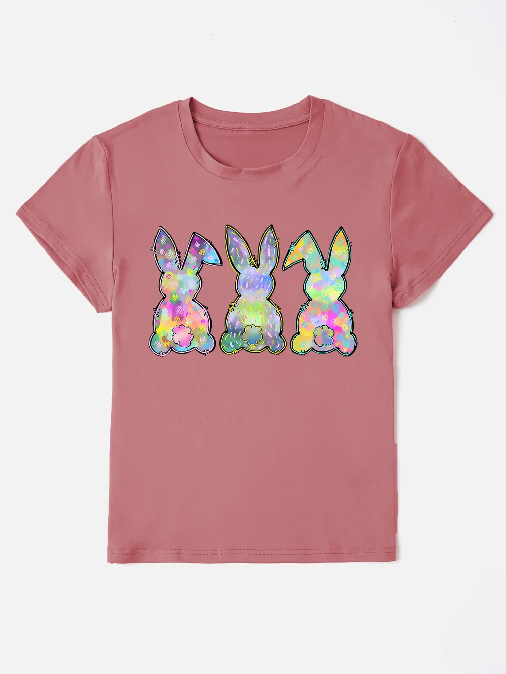 Rabbit Round Neck Short Sleeve T-Shirt, image 19