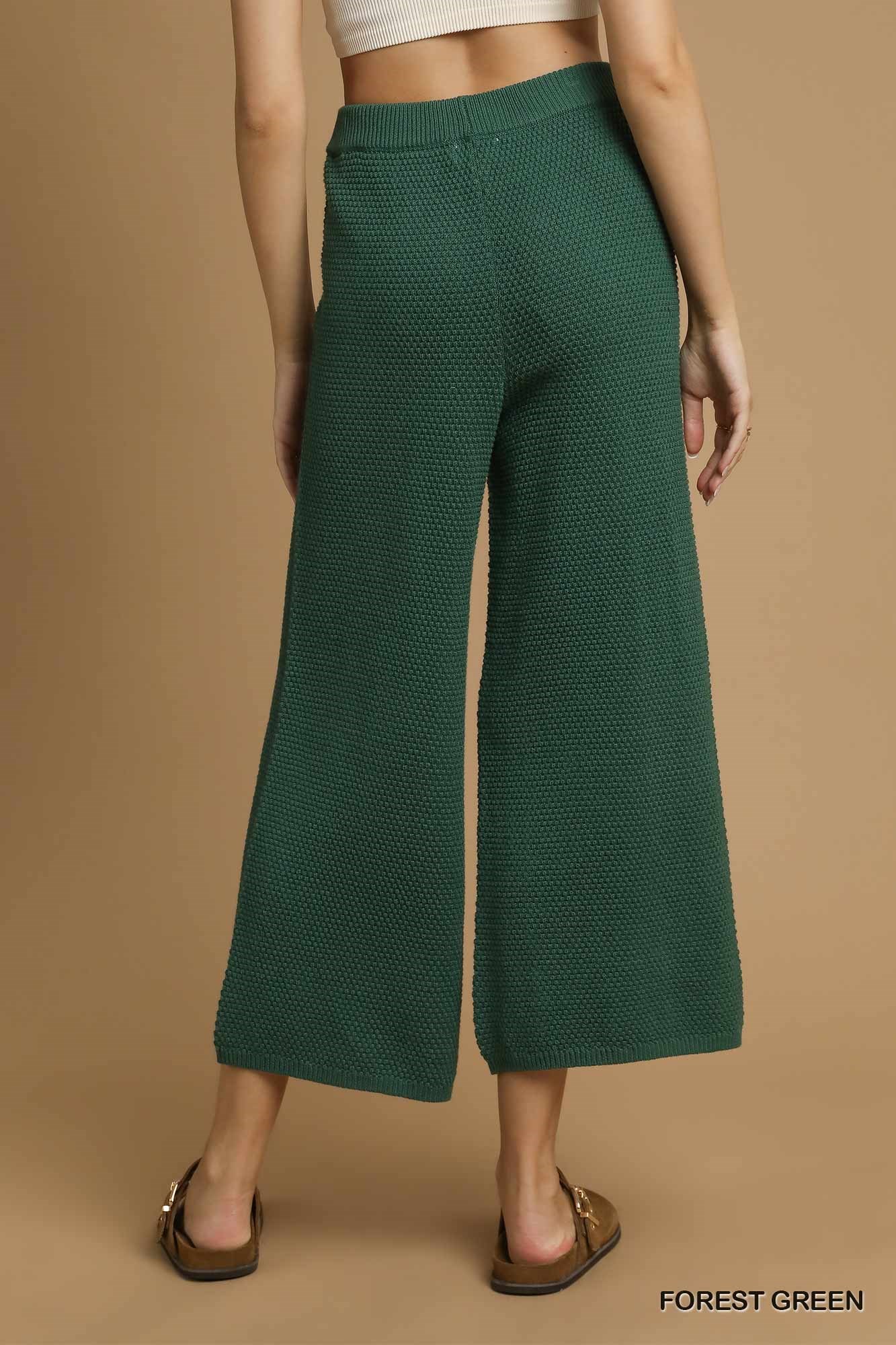 Textured Knit Wide Leg Pants, image 4
