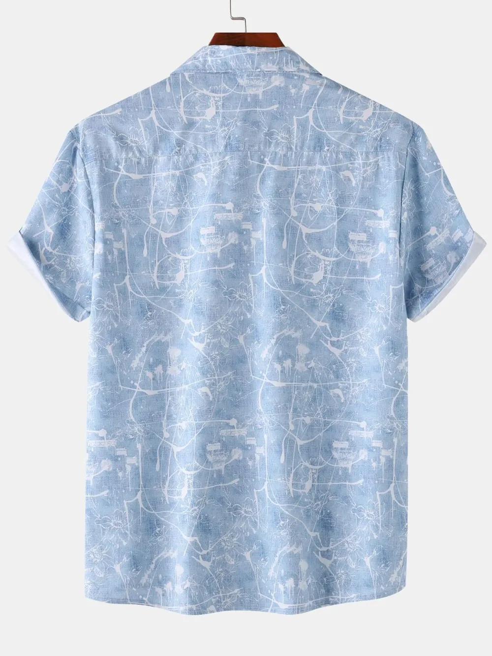 Men's Printed Short Sleeve Button Down Shirt, image 2