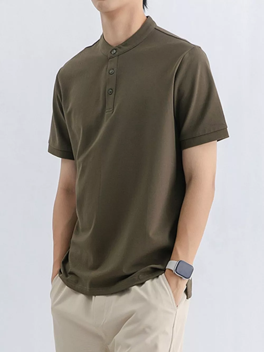 Men's Plus Size Button Detail Short Sleeve T-Shirt, image 10