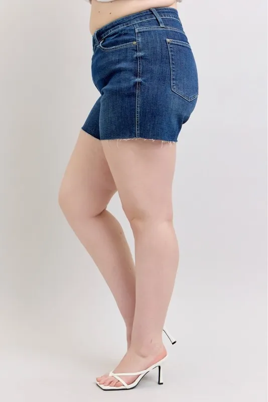 Full Size High Waist Criss-Cross Waistband Denim Shorts Plus Size, image 8