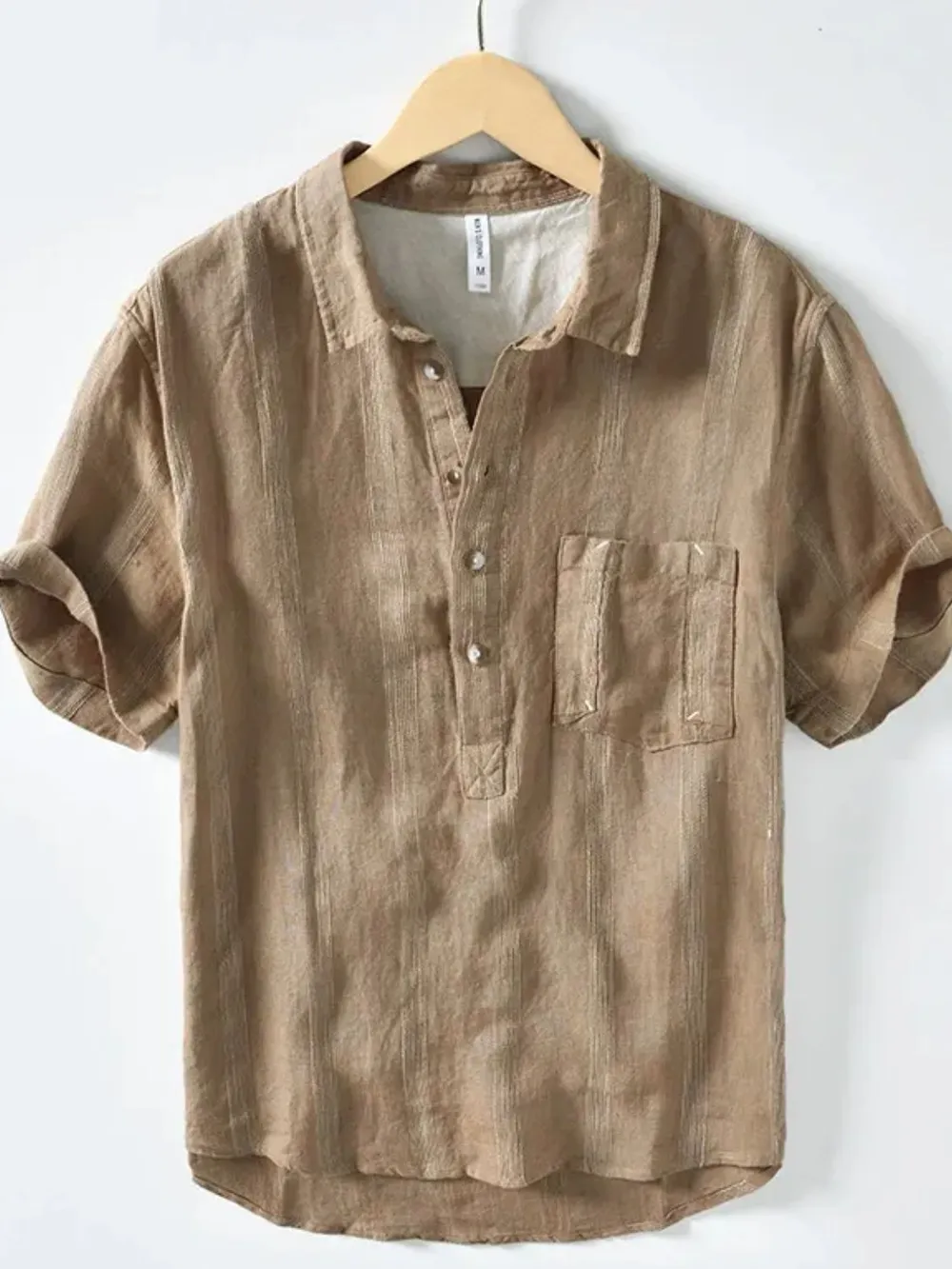 Men's Plus Size Button Detail Short Sleeve Shirt, image 3