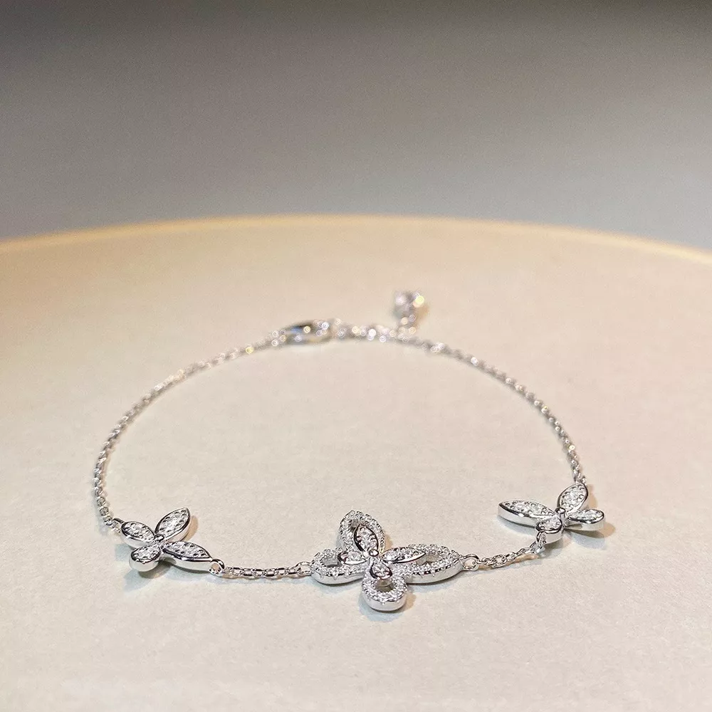 925 Sterling Silver Chain Butterfly Bracelet, image 7