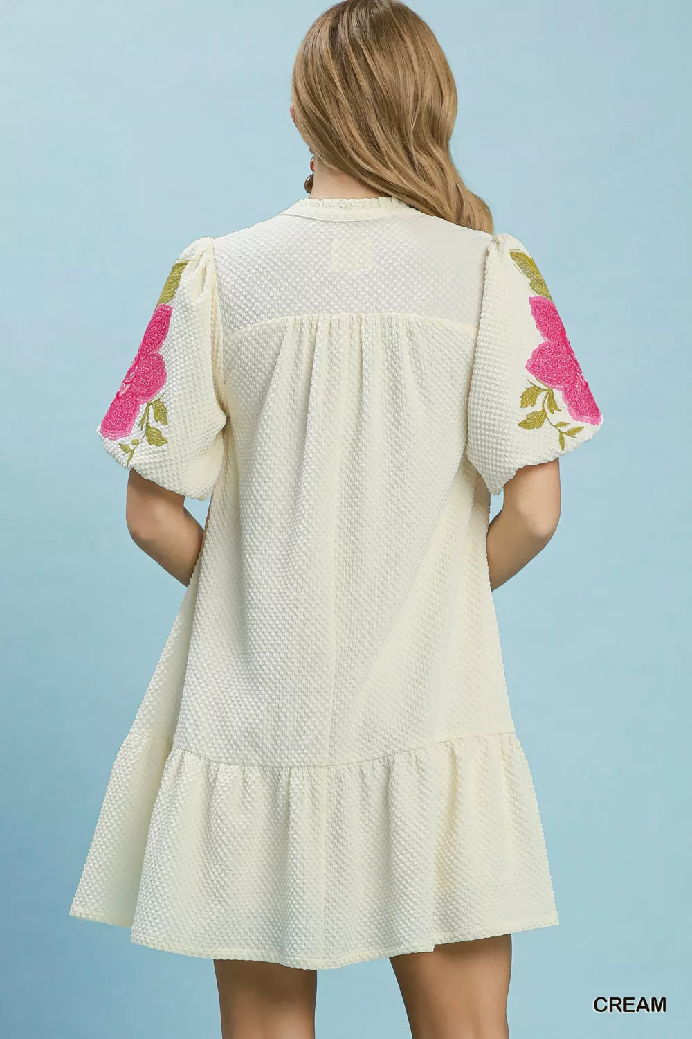Floral Embroidered Textured Jacquard Dress, image 3