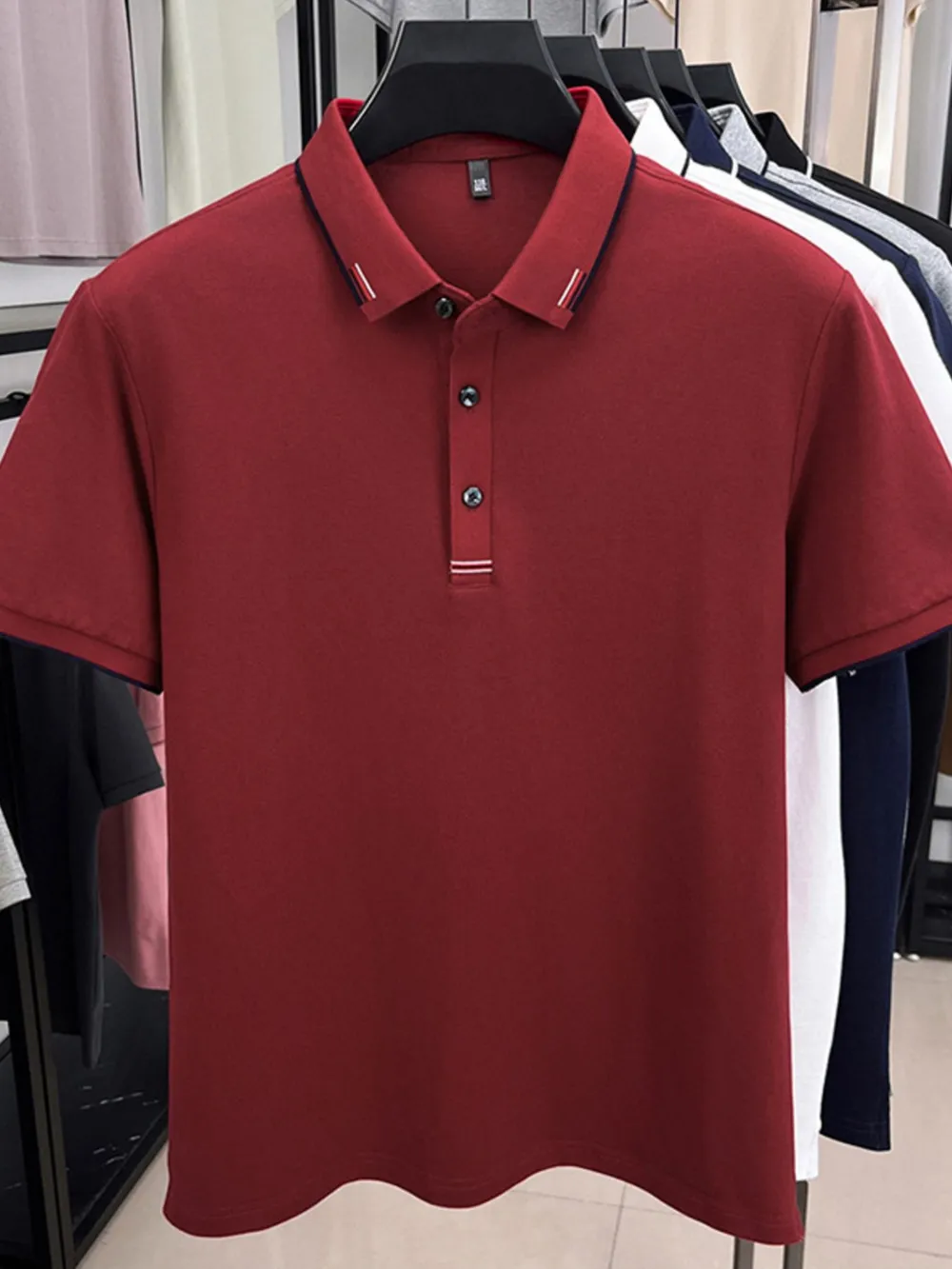 Men's Plus Size Button Detail Short Sleeve Polo, image 8