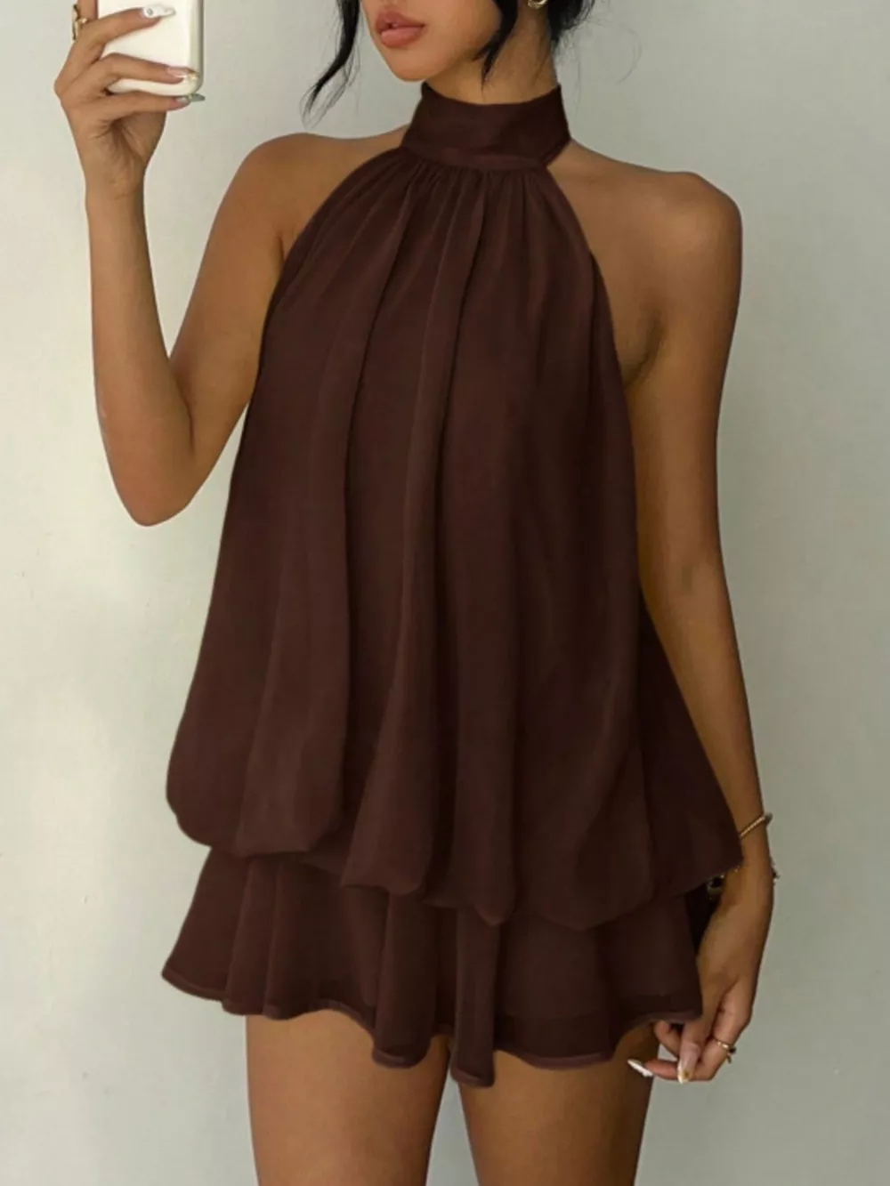 Halter Neck Layered Mini Dress, image 18