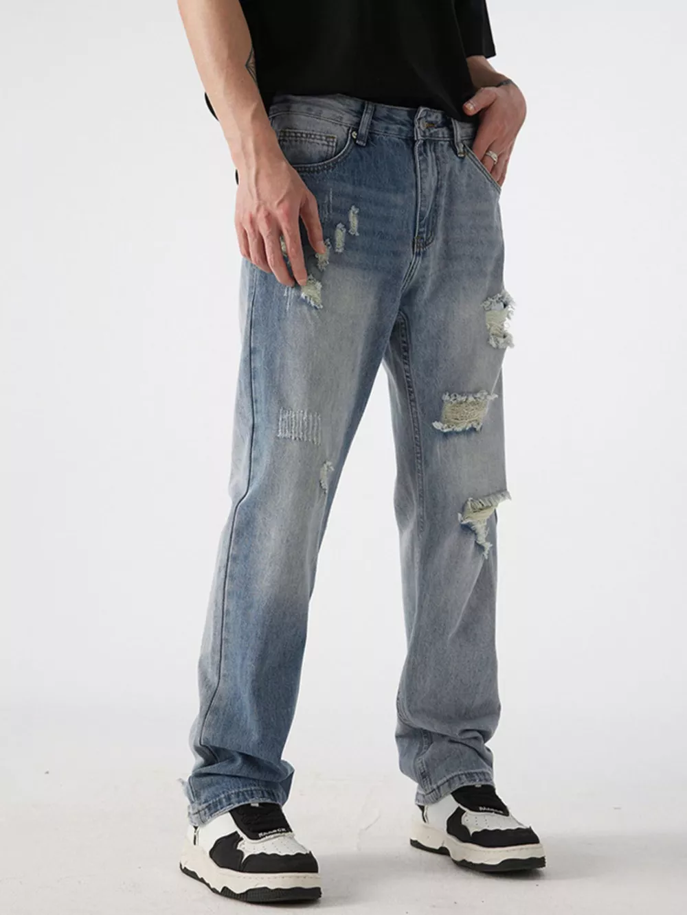 Men's Distressed Wide Leg Jeans, image 5