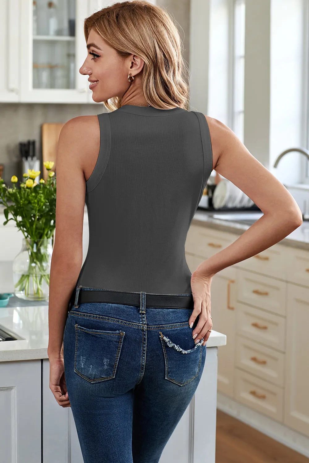 Solid Round Neck Tank, image 16