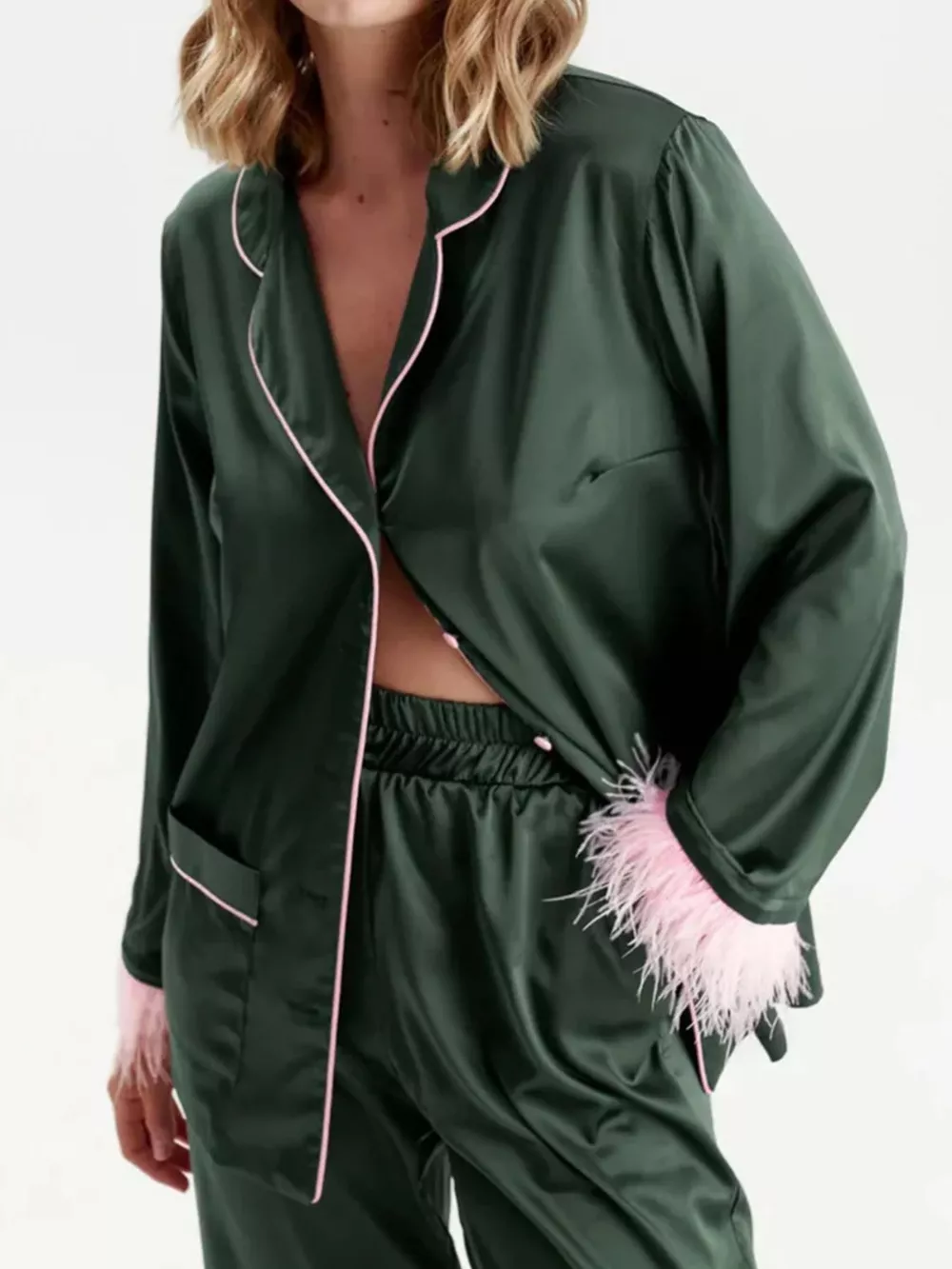 Silky Button Up Top and Pants Lounge Set, image 14