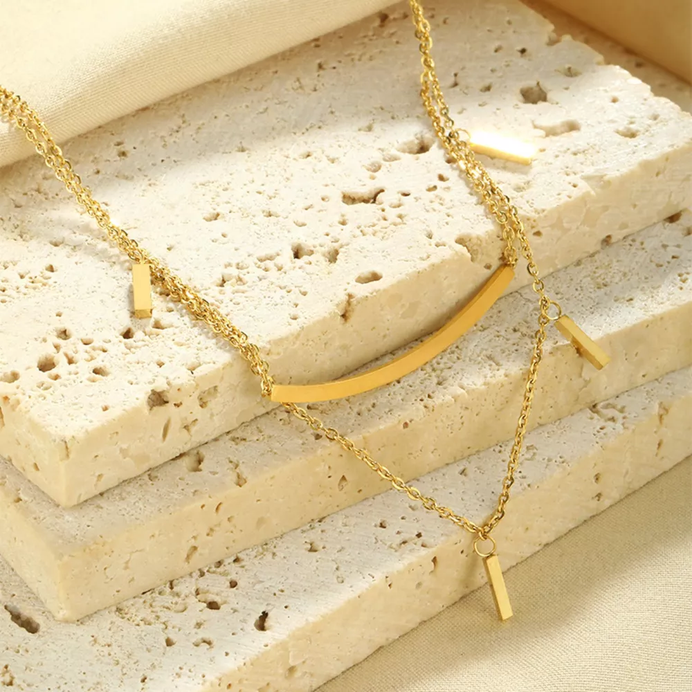 18K Gold-Plated Double Layered Necklace, image 5