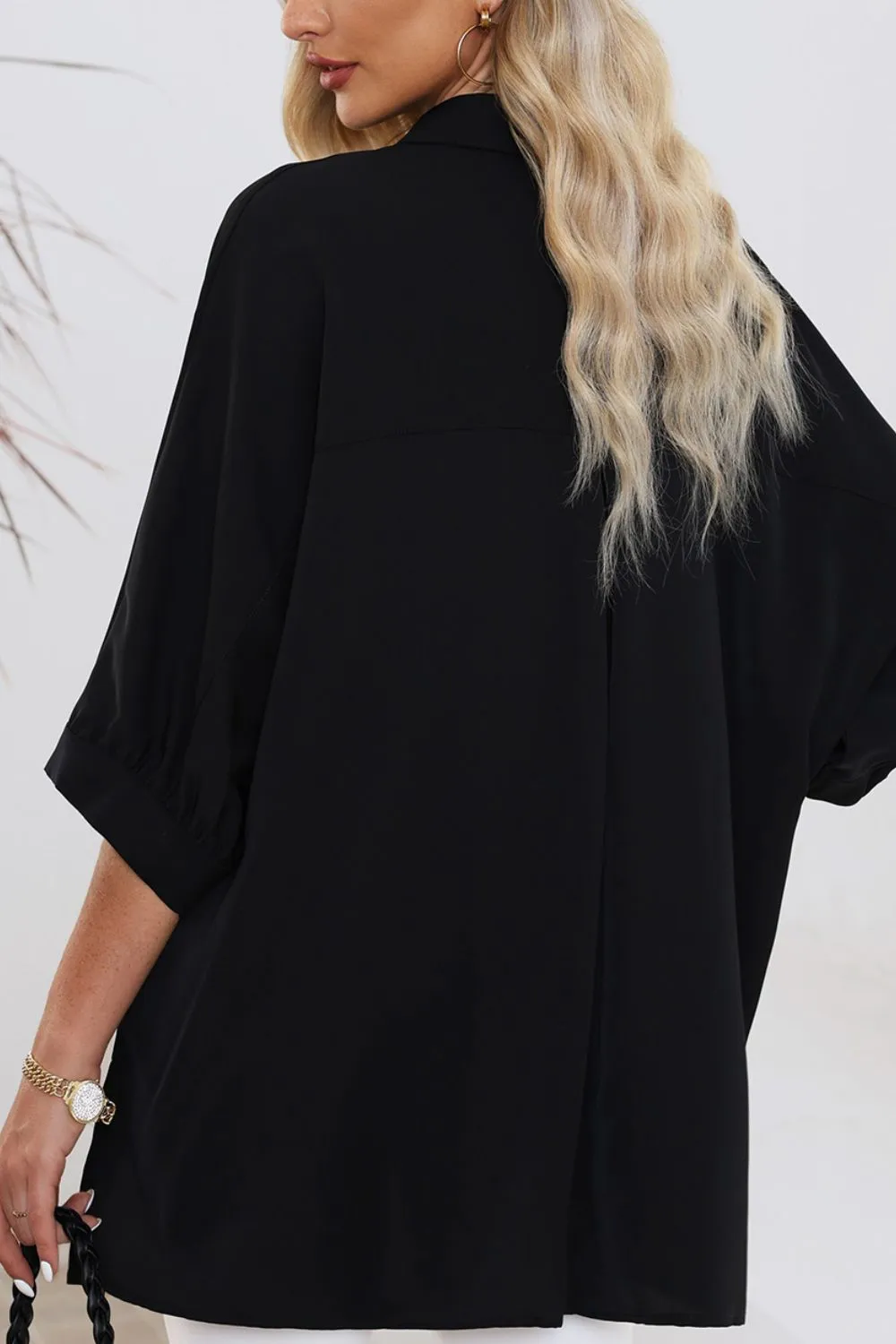 Collared Neck Three-Quarter Sleeve Shirt, image 10