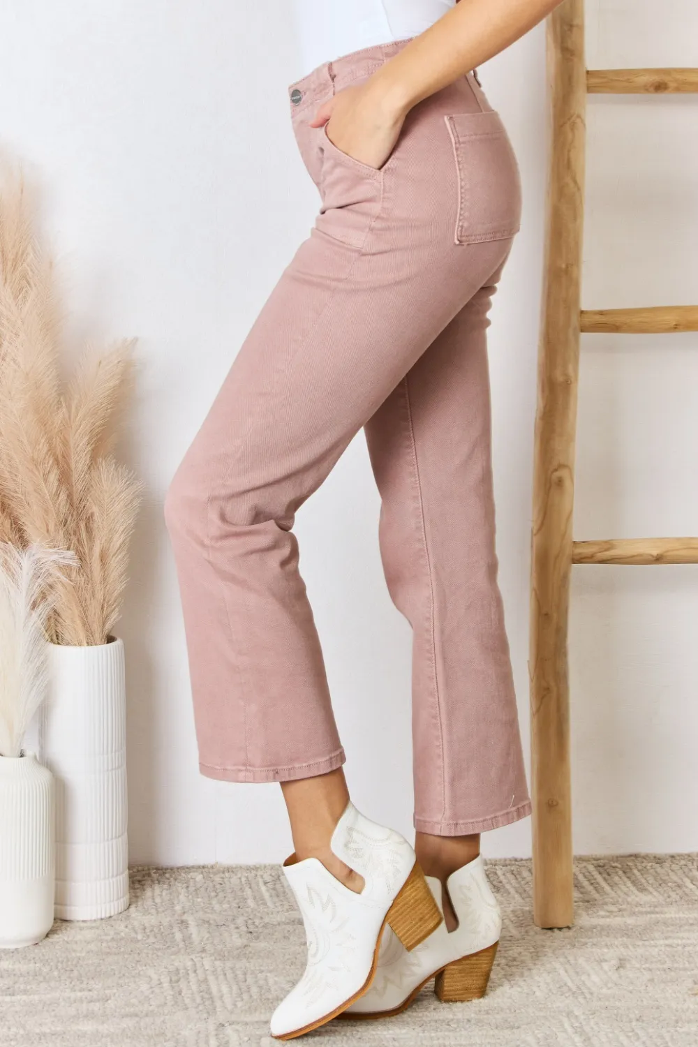 Full Size High Rise Ankle Flare Jeans, image 8