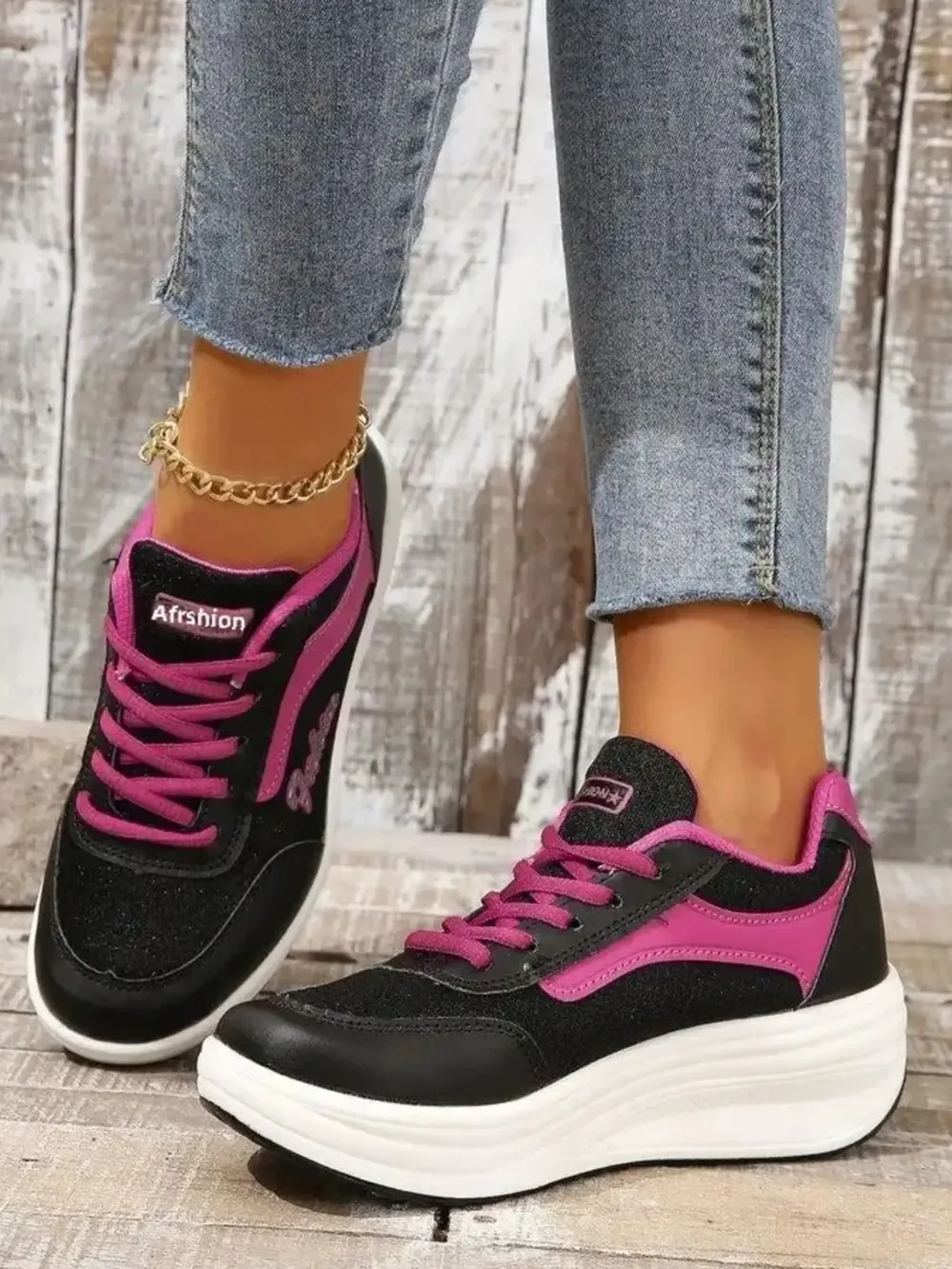 Breathable Lace Up Contrast Mesh Athletic, image 4