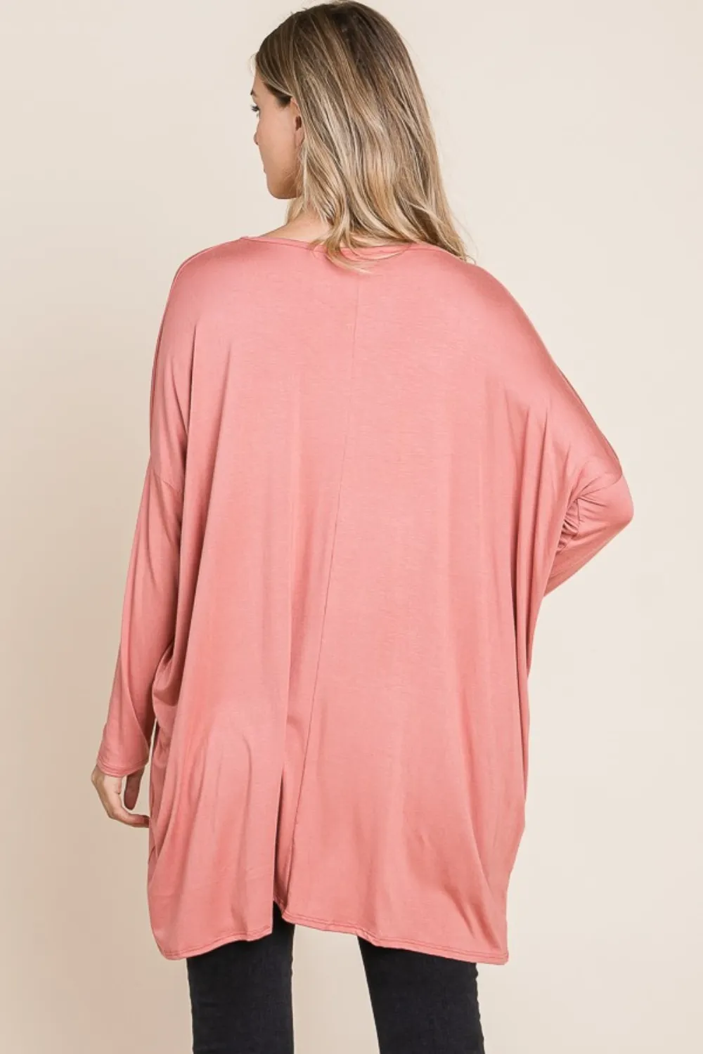 Round Neck Long Sleeve Oversized Top, image 2