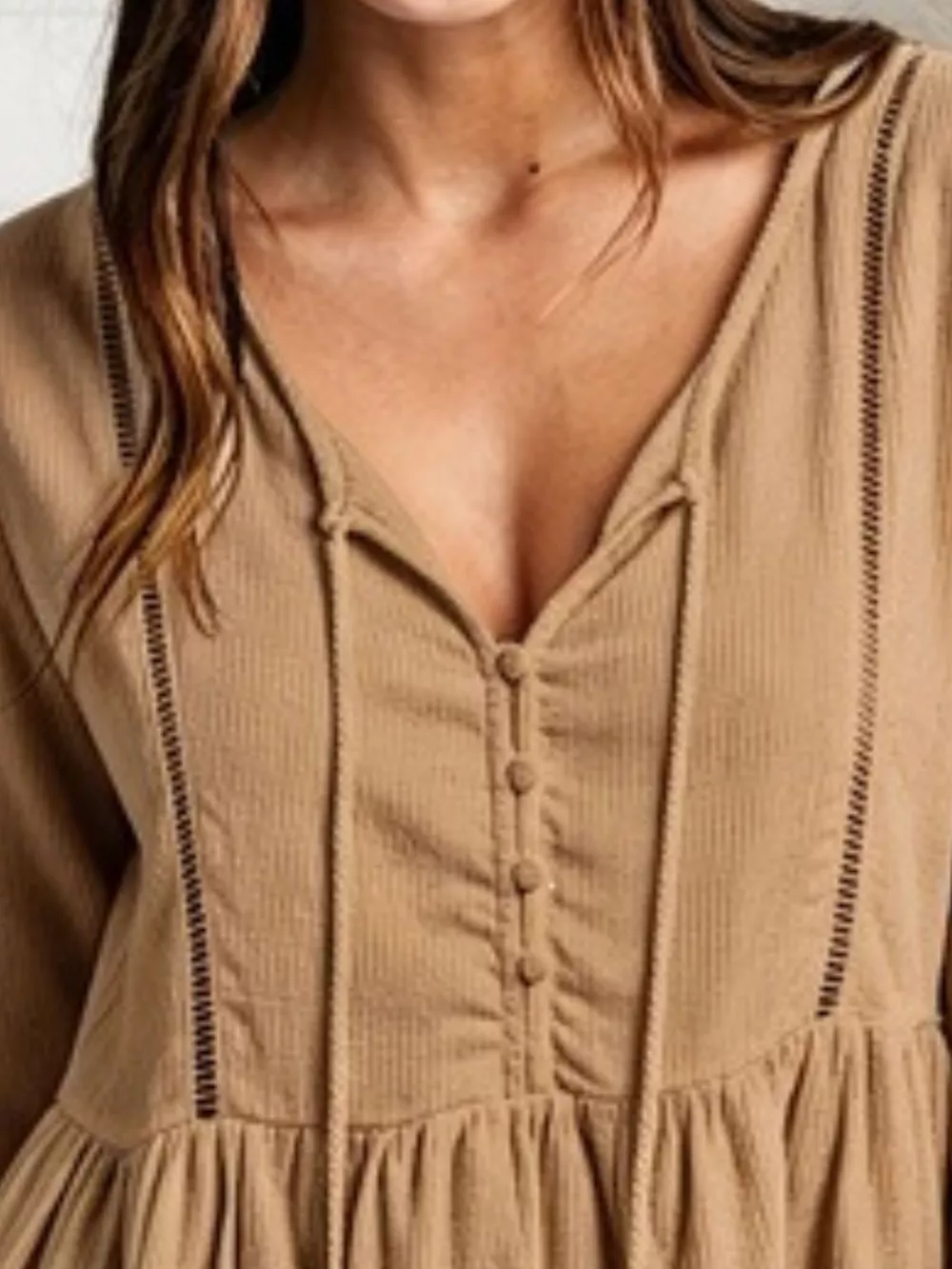 Tassel Drawstring Long Sleeve Peplum Top, image 8