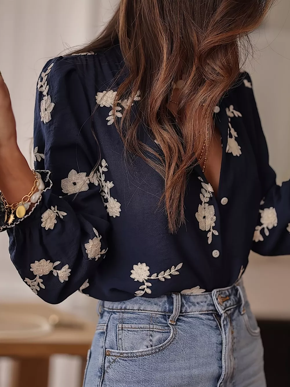 Floral Embroidered Button Down Shirt, image 11