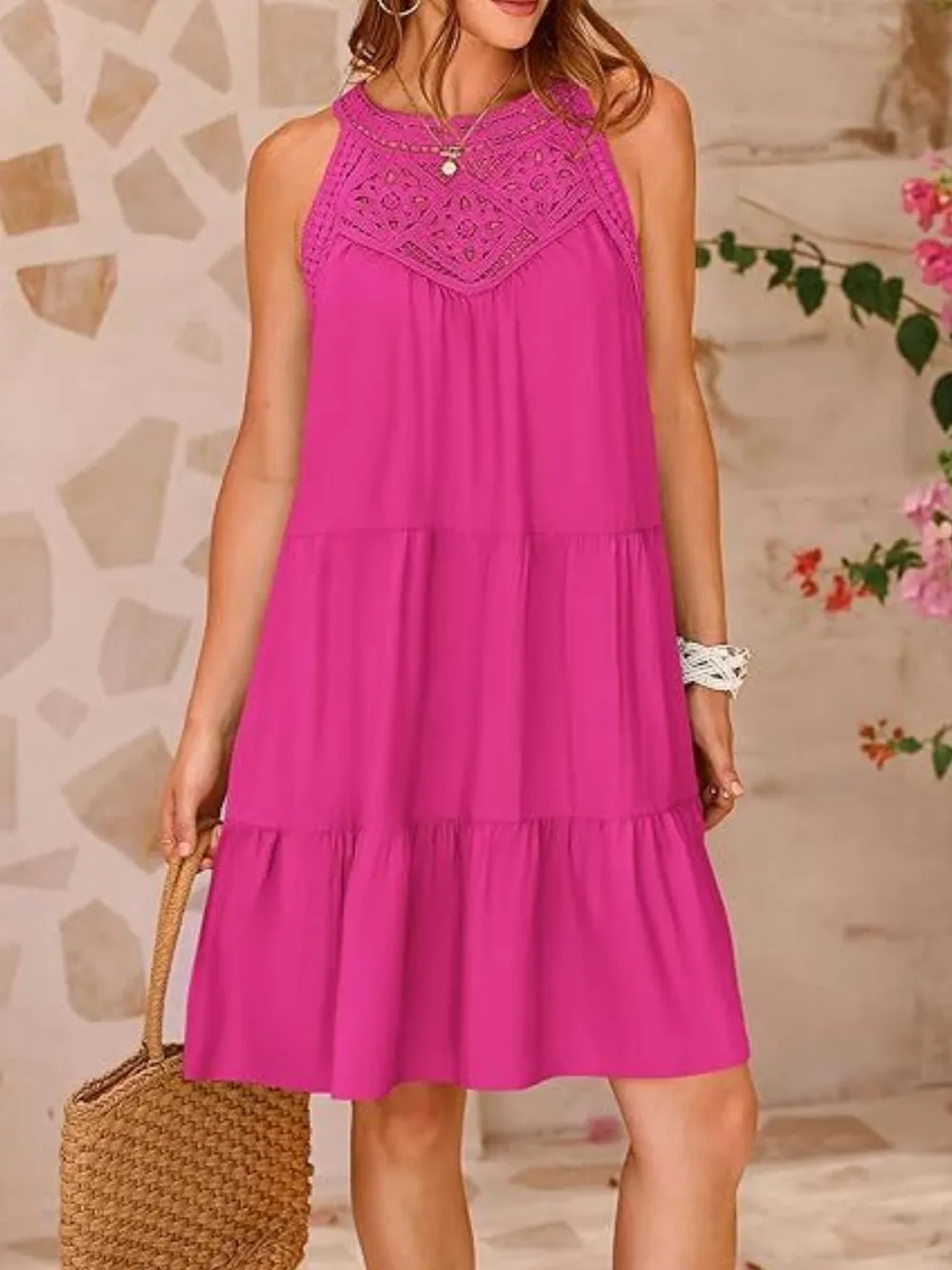 Ruffled Hem Lace Sleeveless Dress, image 17