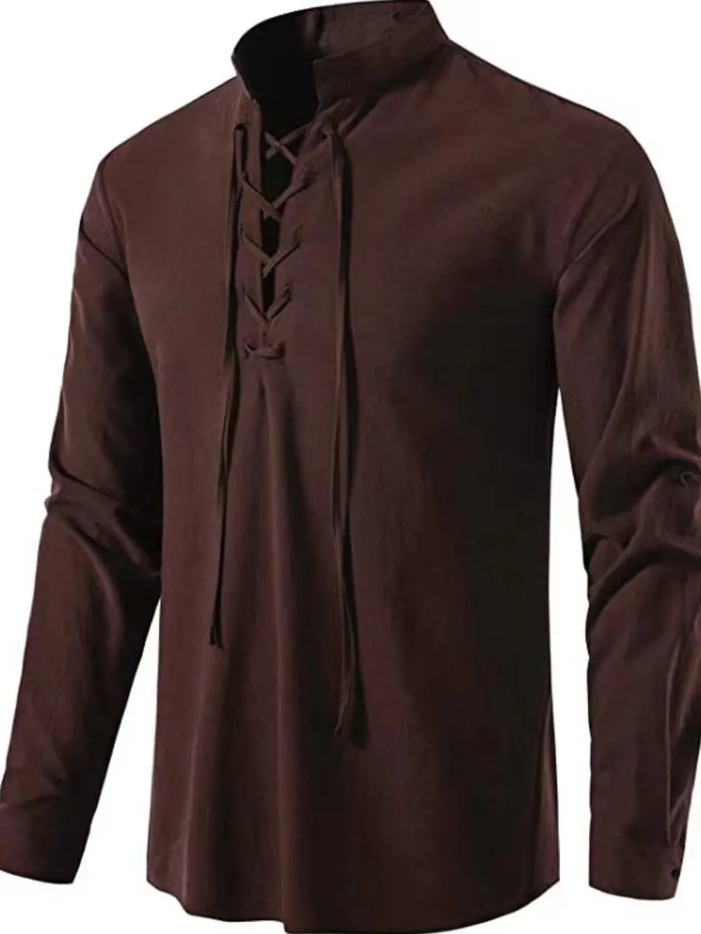 Men's Lace Up Long Sleeve Blouse, image 11