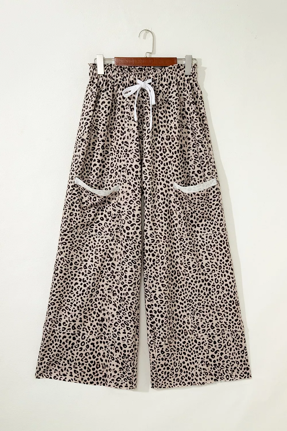 Leopard Print Wide-Leg Pants with Drawstring, image 7