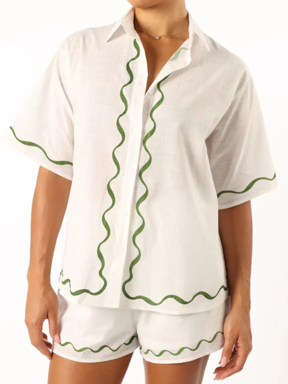 Button Up Half Sleeve Top and Shorts Set, image 7