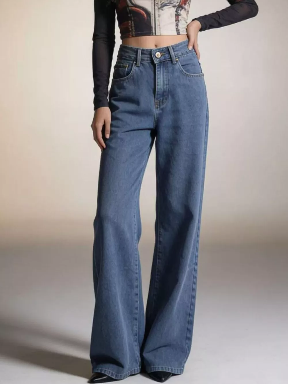 Bow Back Wide Leg Jeans, image 3
