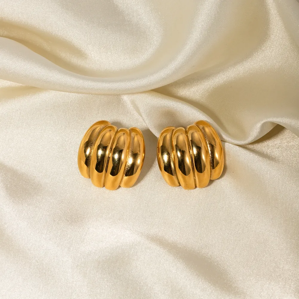 Stainless Steel Geometric Stud Earrings, image 3