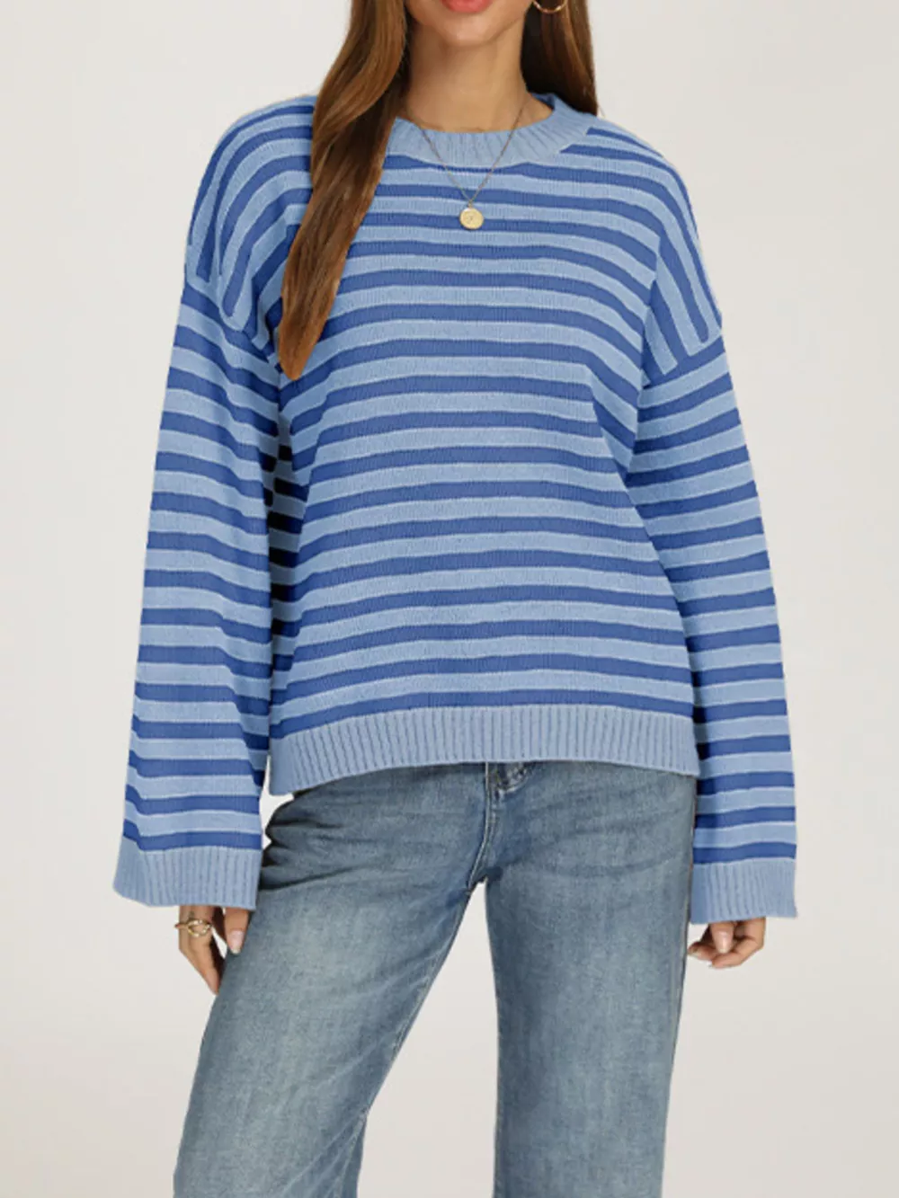 Striped Dropped Shoulder Sweater, image 3