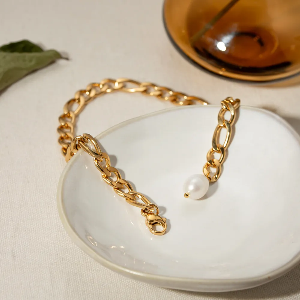 Stainless Steel Chain Pearl Anklet Bracelet, image 3