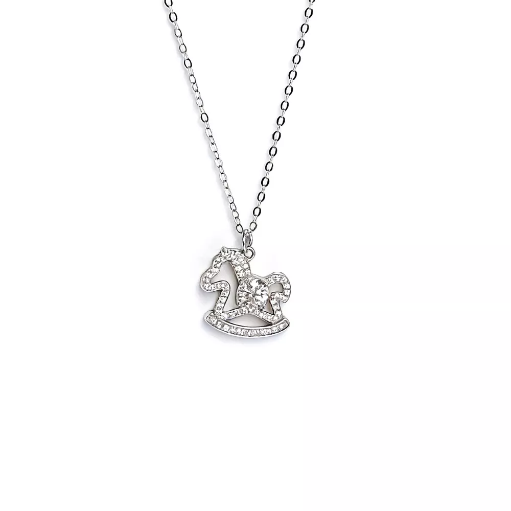Moissanite 925 Sterling Silver Rocking Horse Necklace, image 4