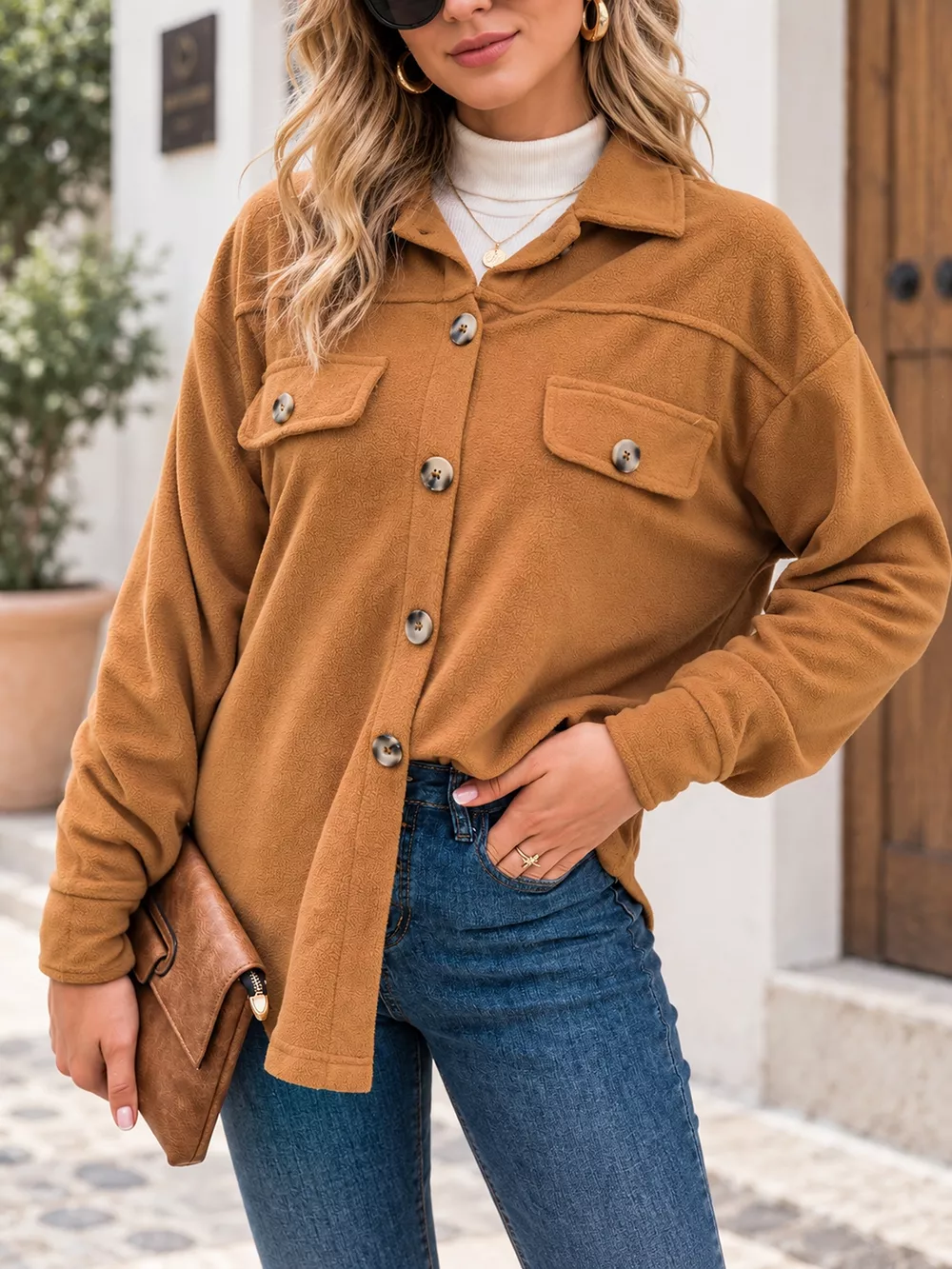 Button-Down Long Sleeve Shacket, image 4