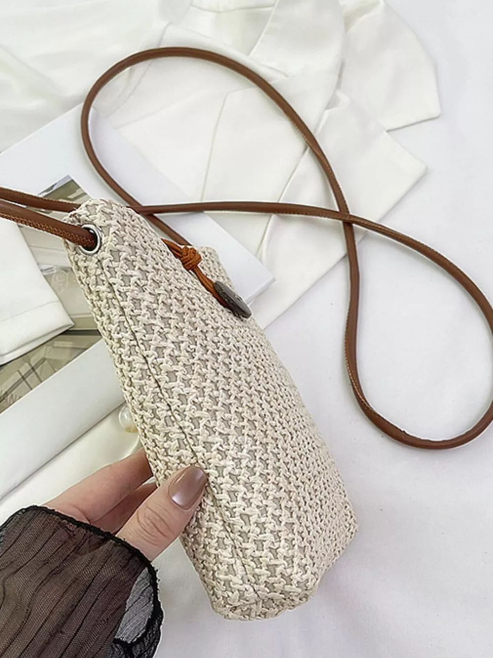 Straw Woven Crossbody Bag, image 7