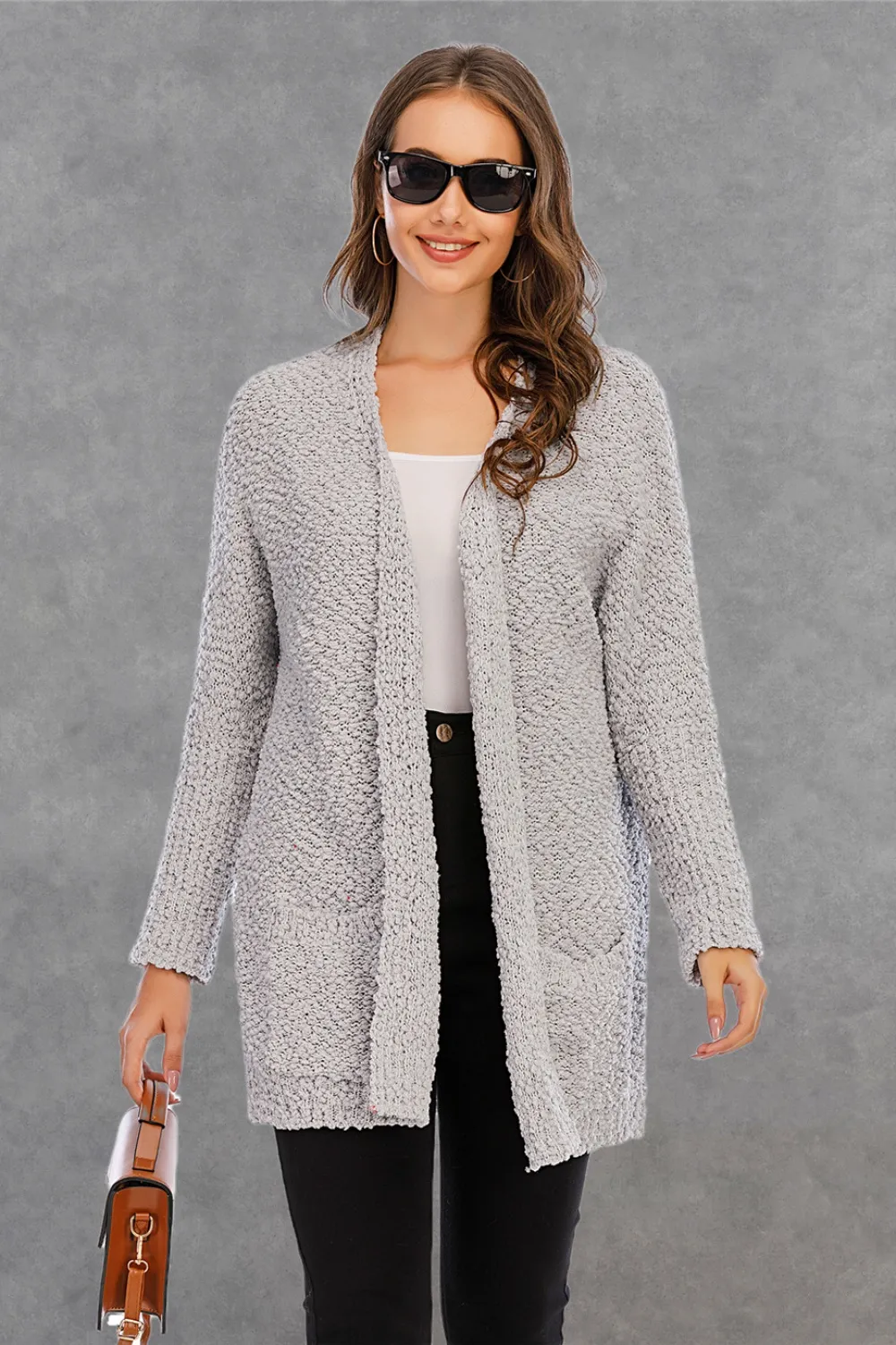 Pocketed Open Front Long Sleeve Cardigan, image 10