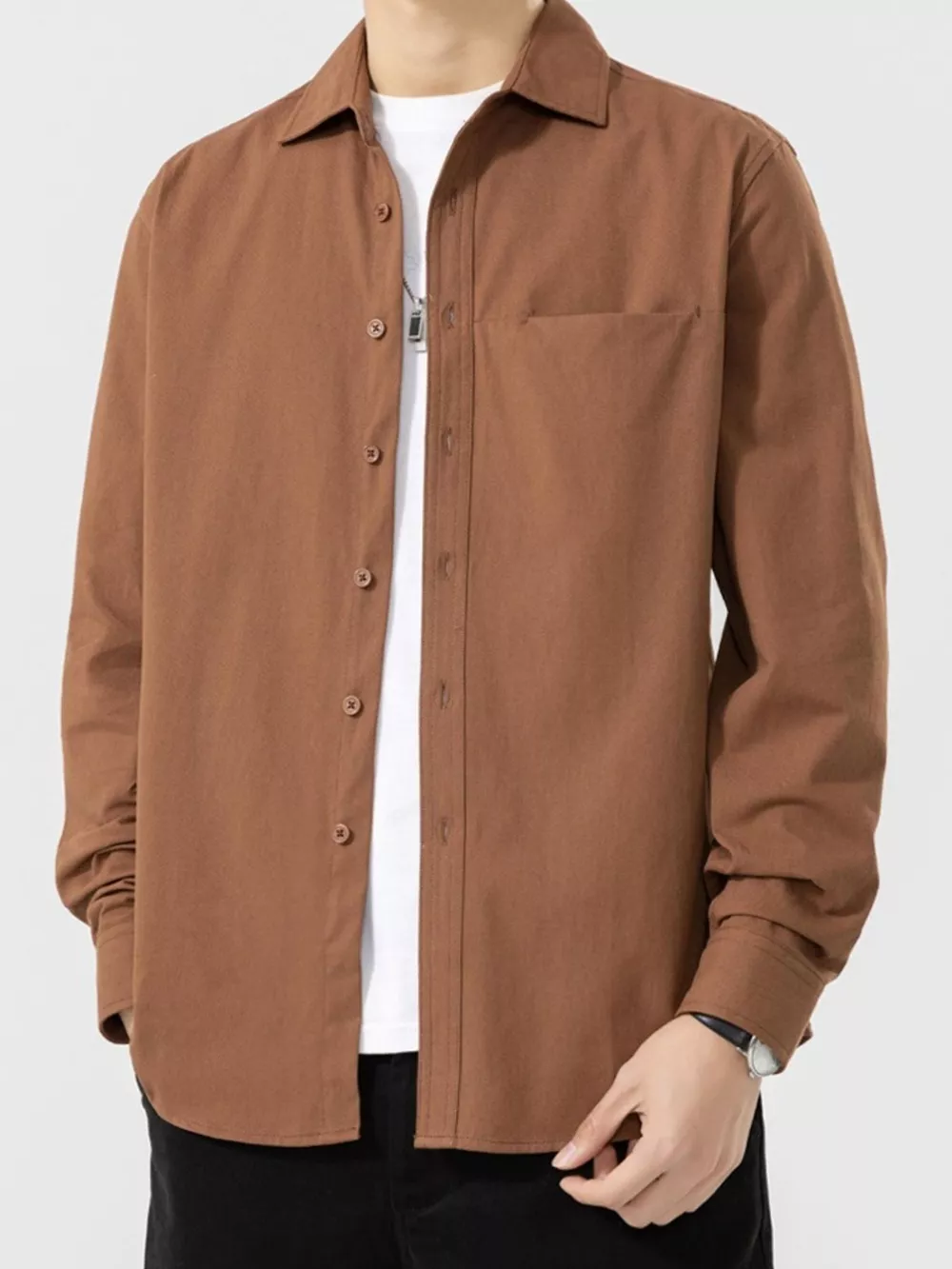 Men's Plus Size Button Up Long Sleeve Shirt, image 7