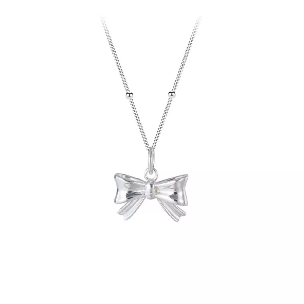 925 Sterling Silver Bow Necklace, image 5