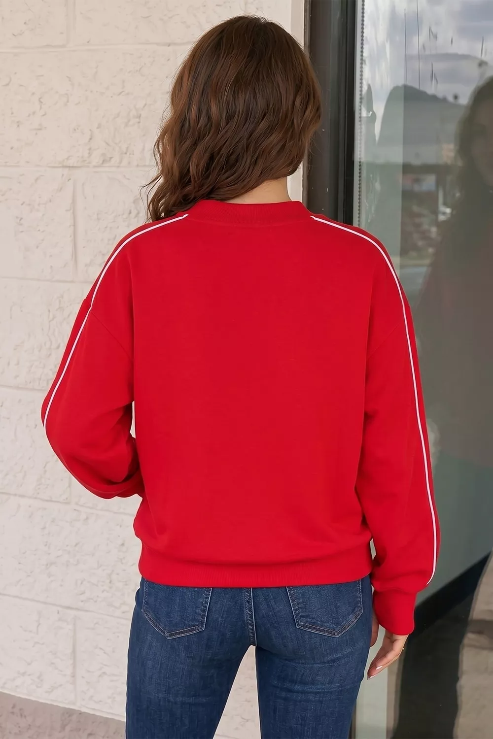 Stand Neck Long Sleeve Regular Fit Sweatshirt, image 2