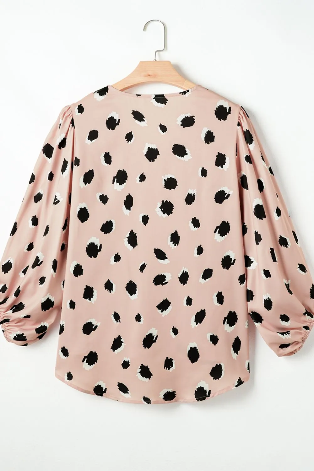 Contrast Animal Print V-Neck Long Sleeve Blouse, image 7