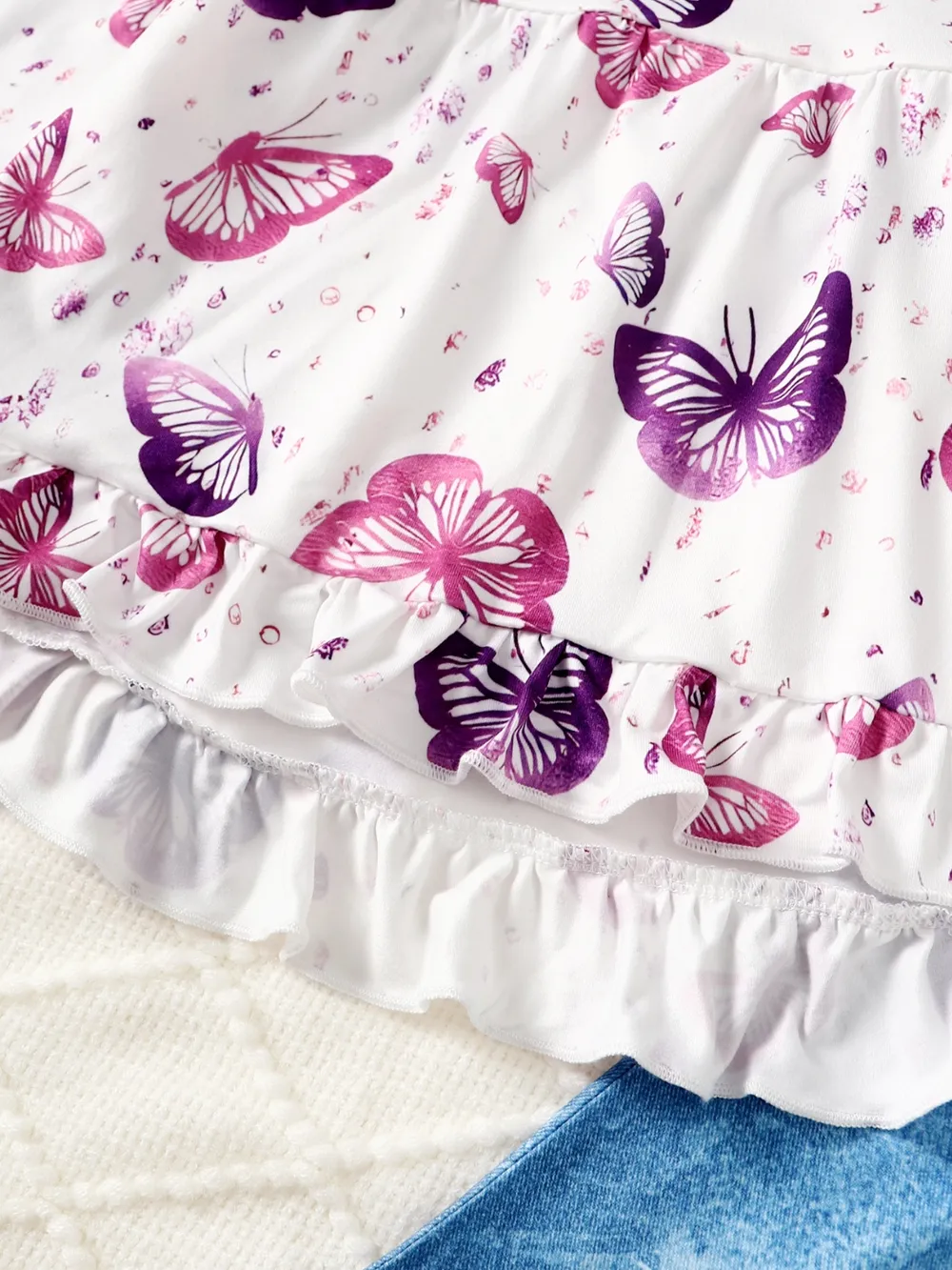 Children's Butterfly Print Top and Flare Pants Set, image 5