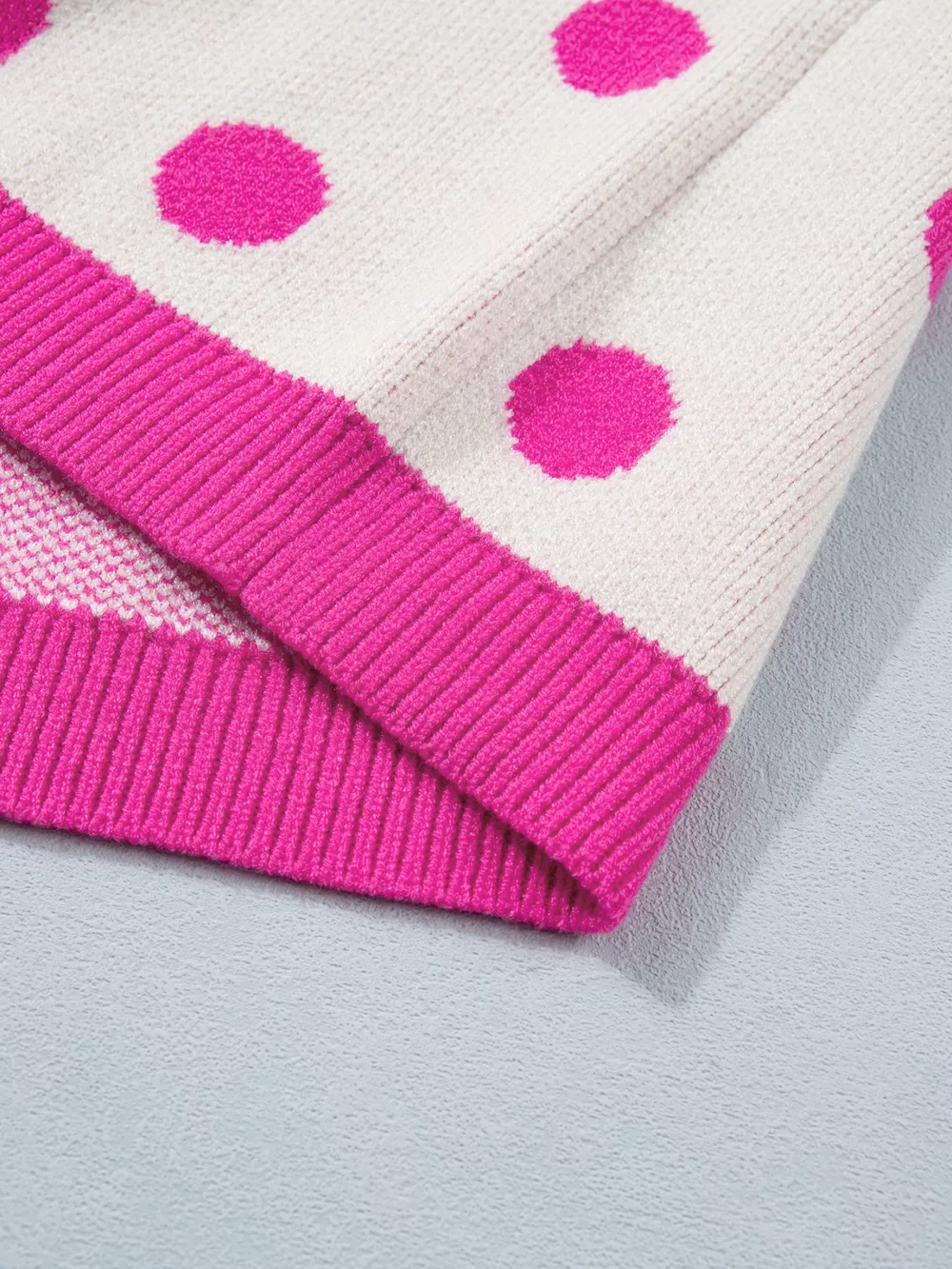 Polka Dot Puff Short Sleeve Sweater Top, image 7