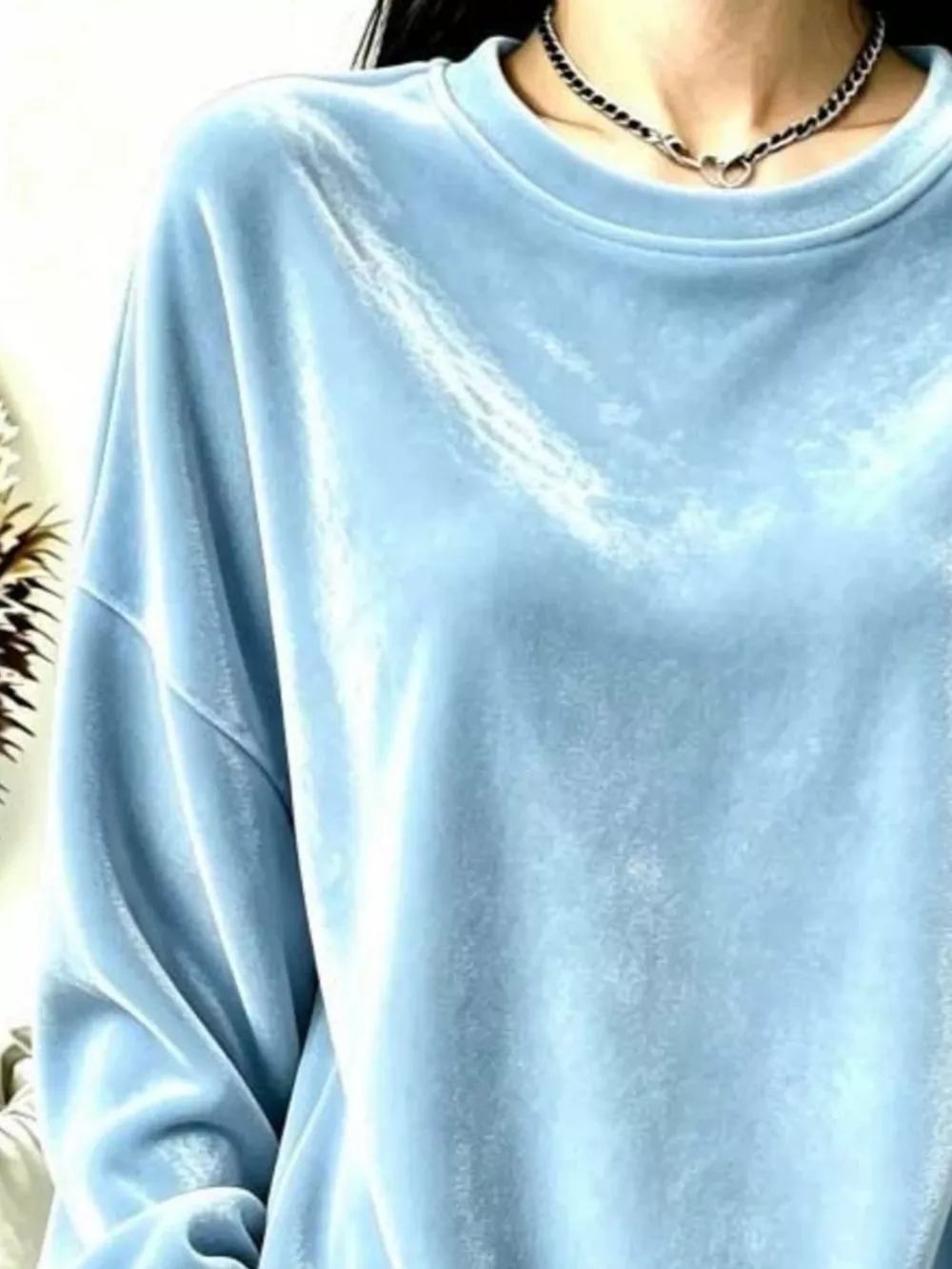 Full Size Velvet Dropped Shoulder Sweatshirt Plus Size, image 12
